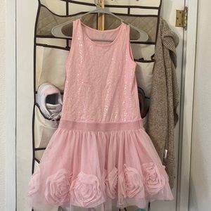 Childrens place like new pink dress with roses 🌹 on bottom size 12 EUC